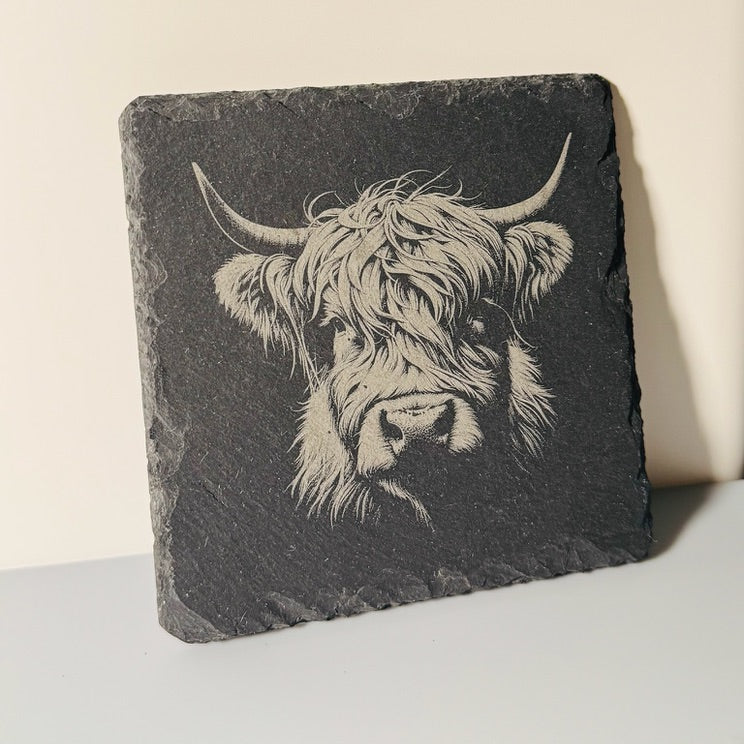 Highland Cow Slate Coaters